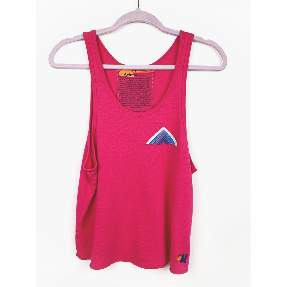 Aviator Nation Glider Pink Cotton Modal Logo Tank Top Small